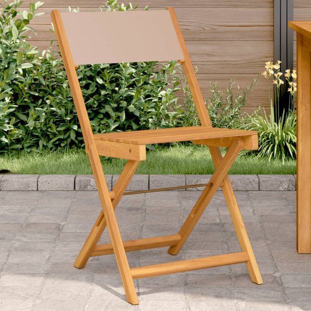 Gartenstühle 4 Stk. Klappbar Cremeweiß Stoff und Massivholz