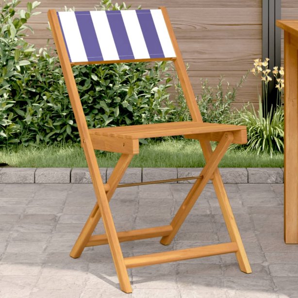 Gartenstühle 4 Stk. Klappbar Cremeweiß Stoff und Massivholz
