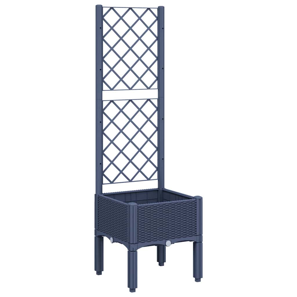 vidaXL Pflanzkübel mit Rankgitter Blaugrau 40x40x142 cm PP