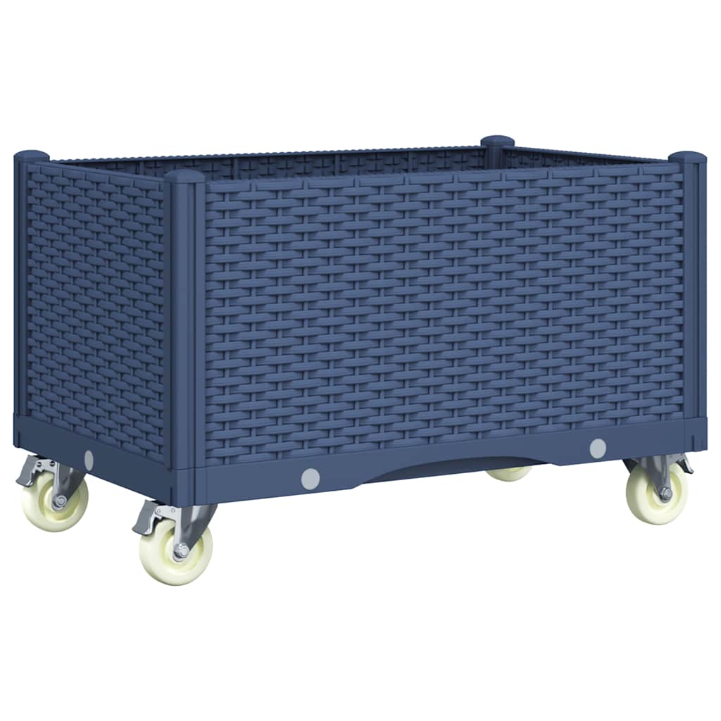 vidaXL Pflanzkasten mit Rollen Blaugrau 80x50x54 cm PP