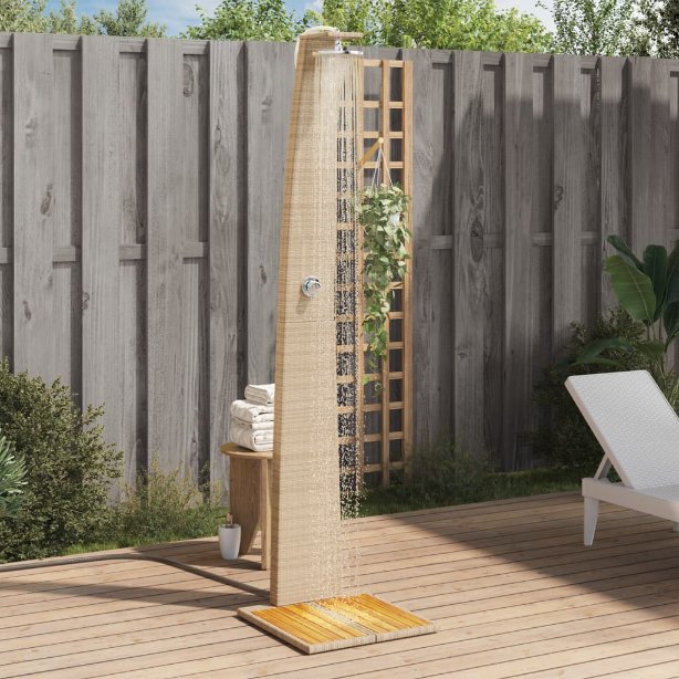 vidaXL Gartendusche Schwarz 55x60x224 cm Poly Rattan und Akazienholz