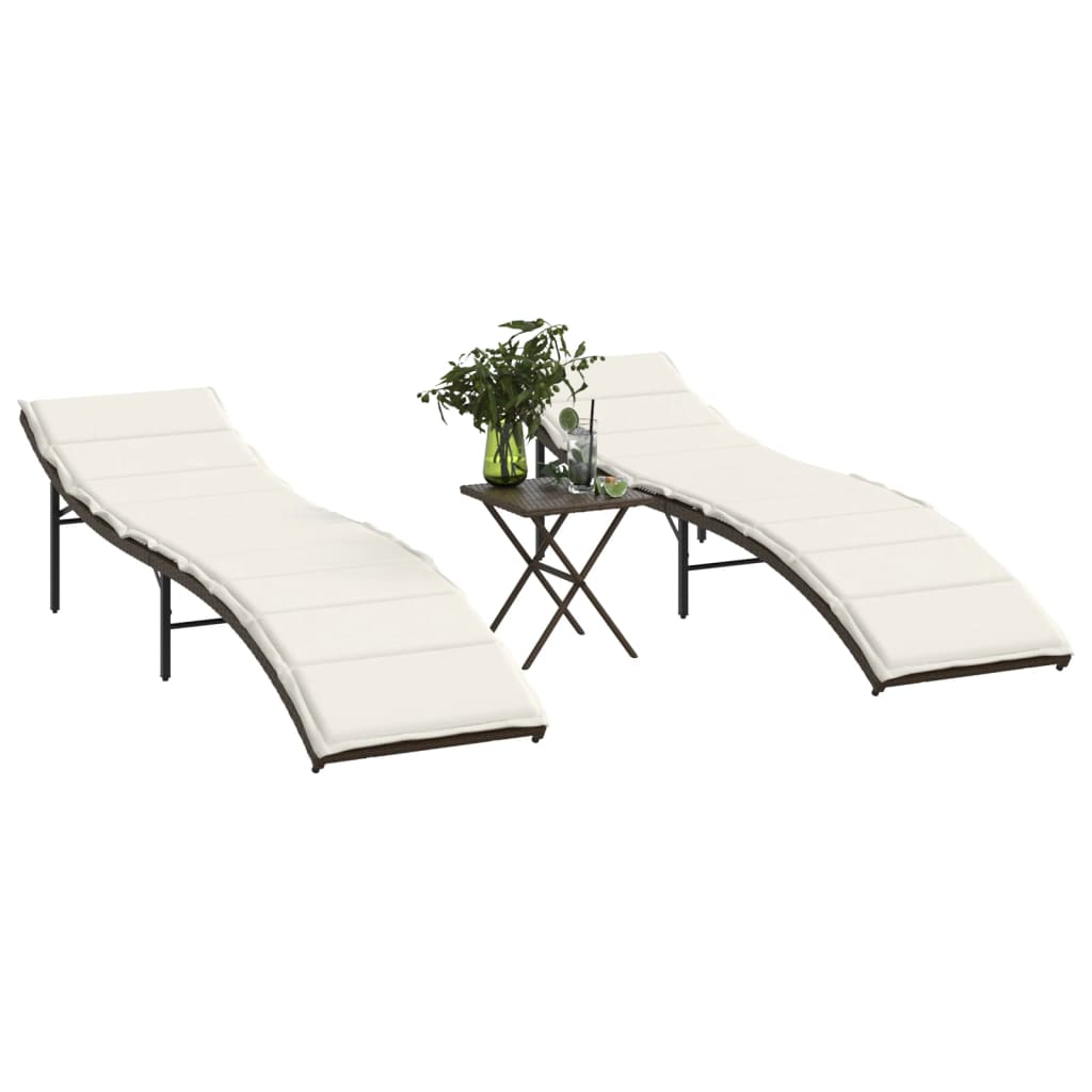 vidaXL Sonnenliege mit Kissen Schwarz 55x199x50 cm Poly Rattan