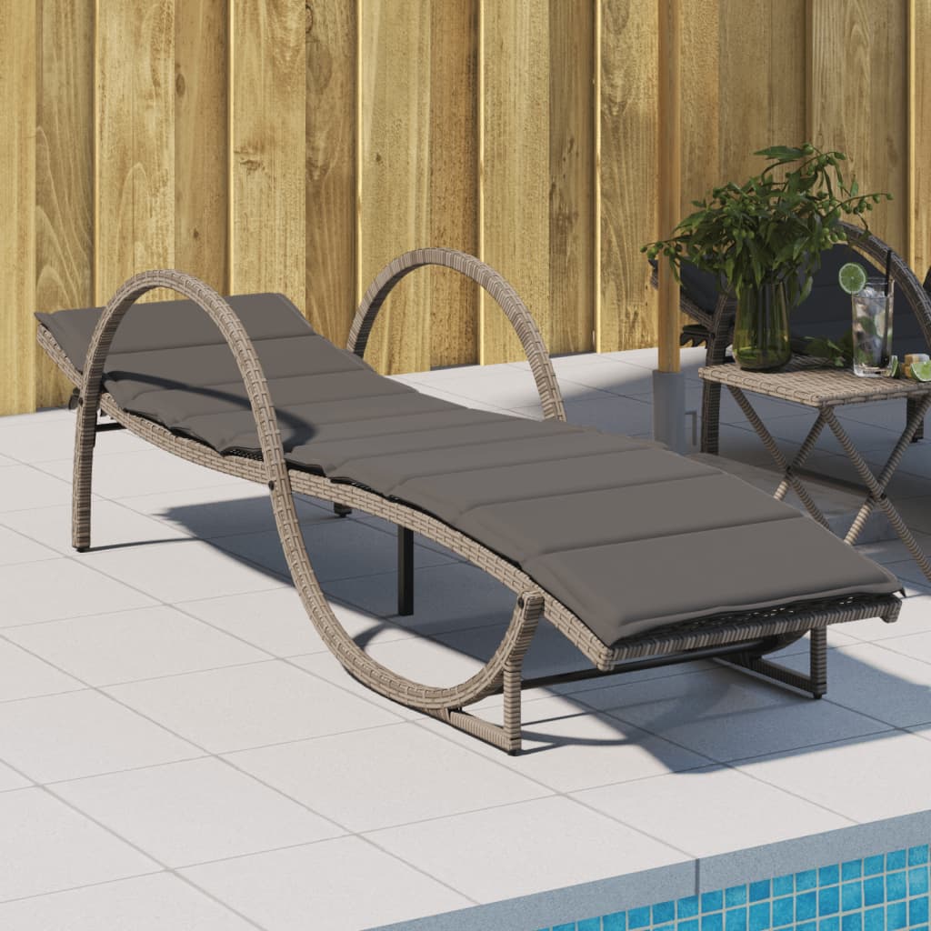 vidaXL Sonnenliege mit Auflage Schwarz 60x199x42 cm Poly Rattan