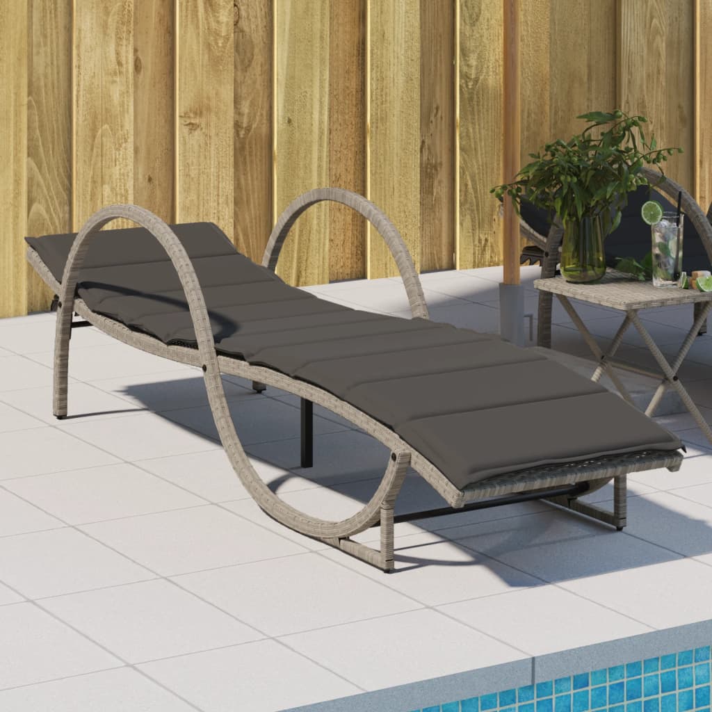 vidaXL Sonnenliege mit Auflage Schwarz 60x199x42 cm Poly Rattan