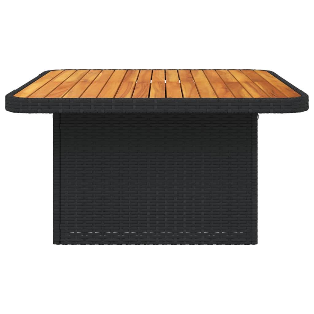 vidaXL Gartentisch Schwarz 80x80x71 cm Poly Rattan und Akazienholz