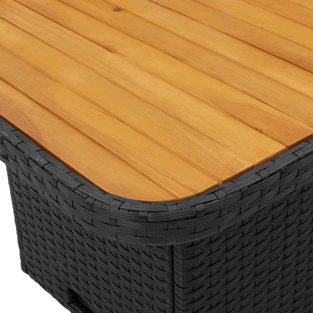vidaXL Gartentisch Schwarz 80x80x71 cm Poly Rattan und Akazienholz