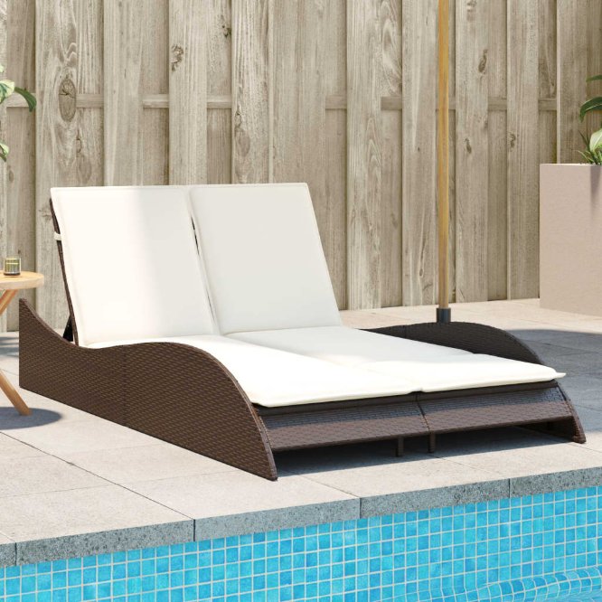 vidaXL Sonnenliege mit Auflage Schwarz 60x205x73 cm Poly Rattan