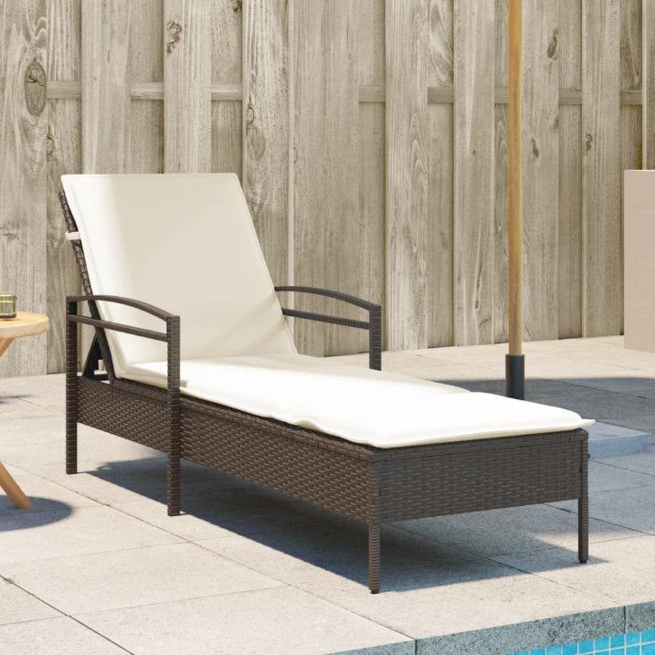 vidaXL Sonnenliege mit Auflage Schwarz 63x200x81 cm Poly Rattan
