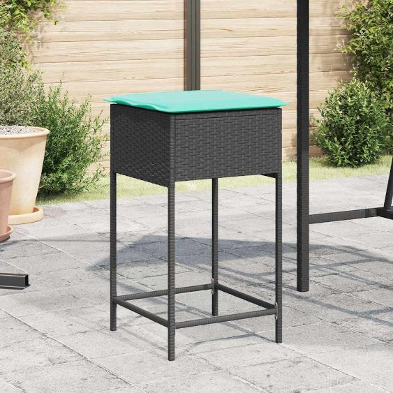 vidaXL Garten-Barhocker mit Kissen 2 Stk. Grau Poly Rattan