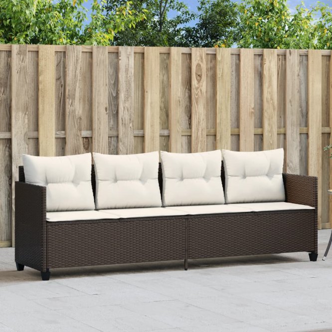 vidaXL Sonnenliege mit Kissen Schwarz Poly Rattan