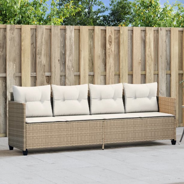 vidaXL Sonnenliege mit Kissen Schwarz Poly Rattan