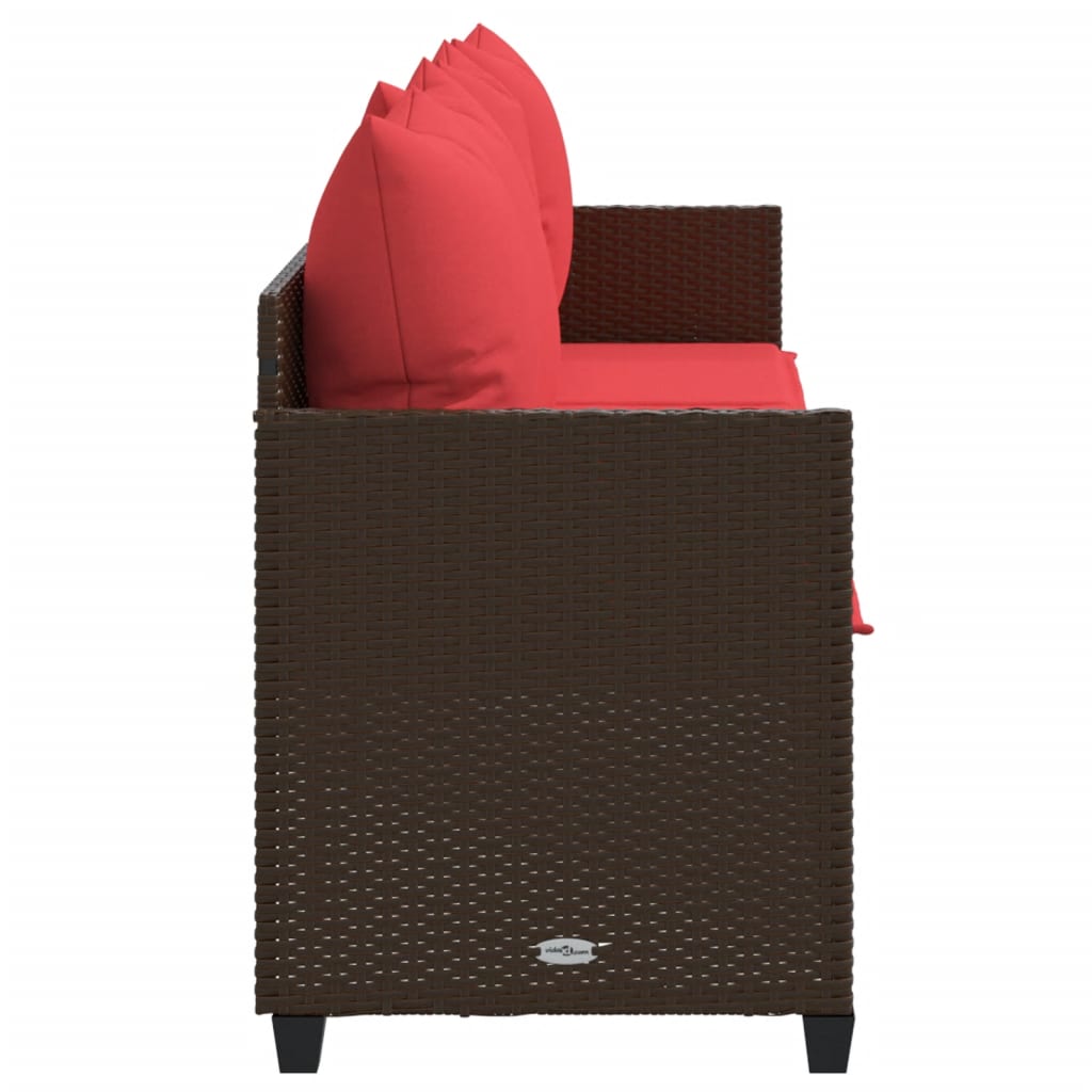 vidaXL Sonnenliege mit Kissen Braun Poly Rattan