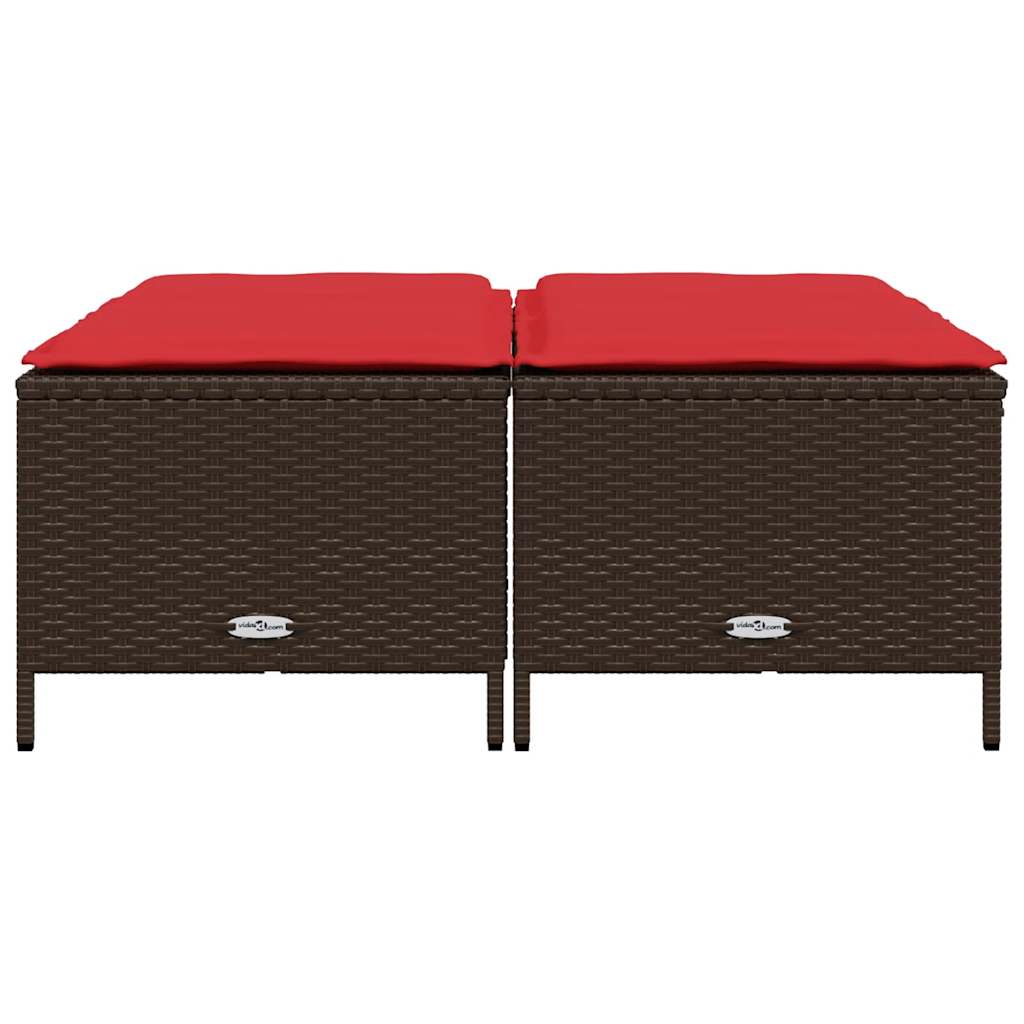 vidaXL Gartenhocker mit Kissen 4 Stk. Braun Poly Rattan