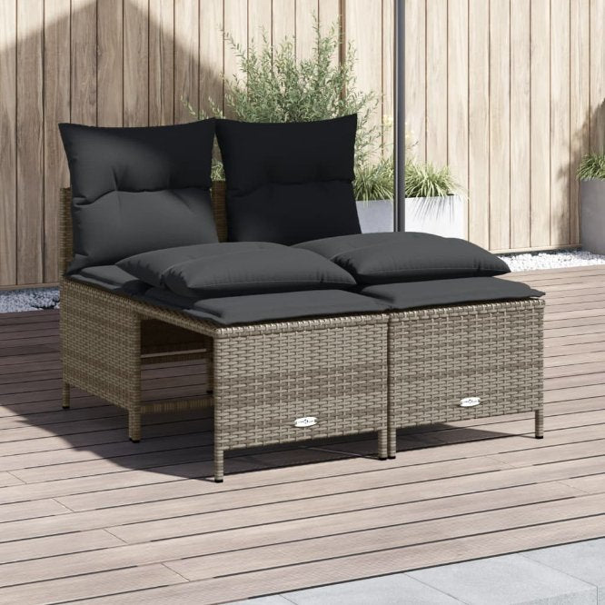 vidaXL 4-tlg. Garten-Sofagarnitur mit Kissen Schwarz Poly Rattan