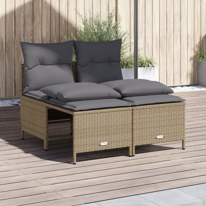 vidaXL 4-tlg. Garten-Sofagarnitur mit Kissen Schwarz Poly Rattan