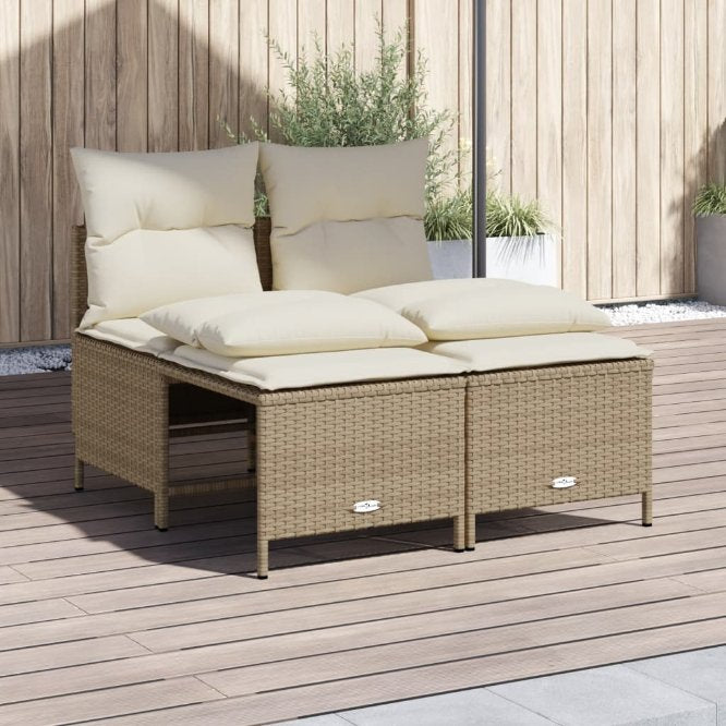 vidaXL 4-tlg. Garten-Sofagarnitur mit Kissen Schwarz Poly Rattan