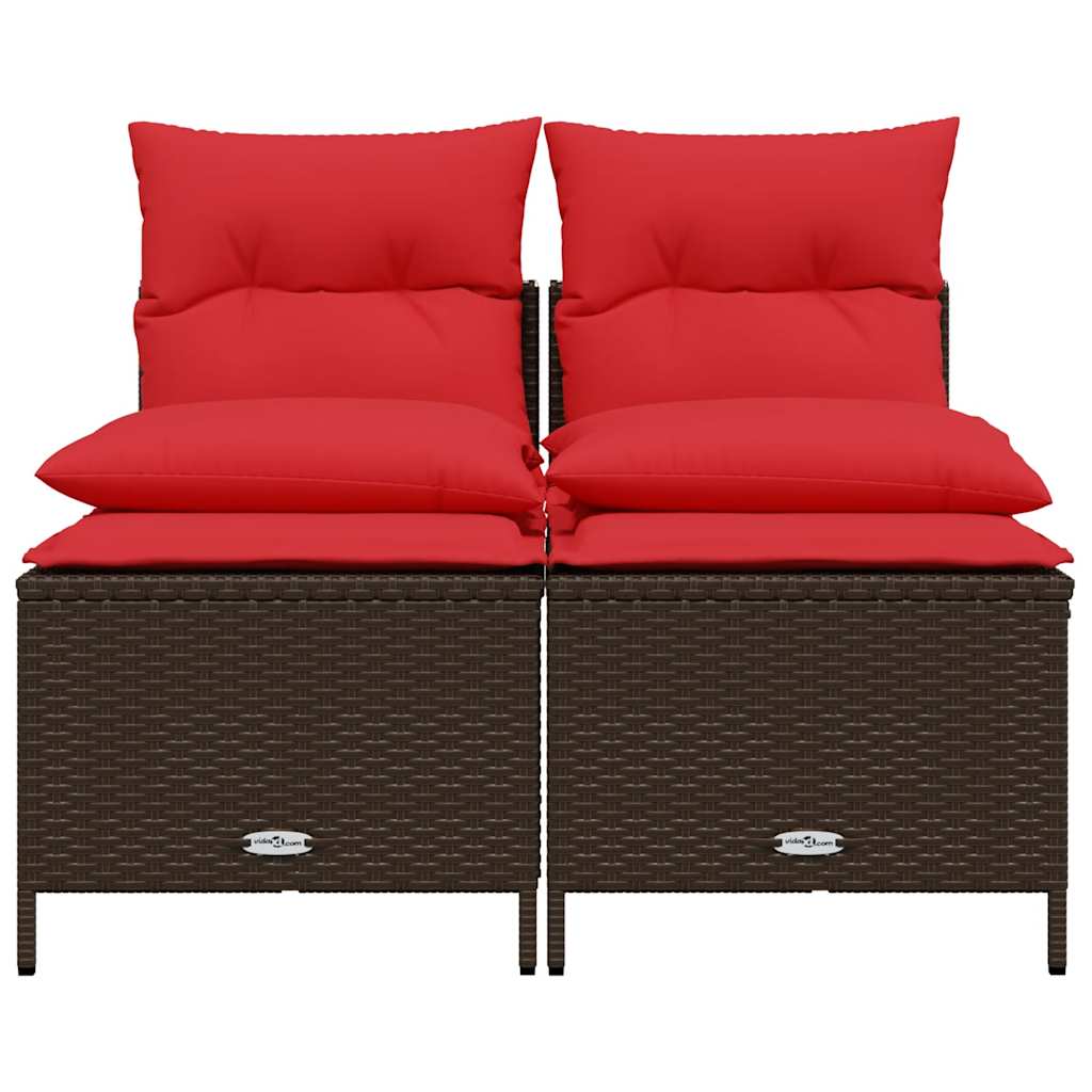 vidaXL 4-teiliges Gartensofa-Set mit Kissen, braun, Polyrattan
