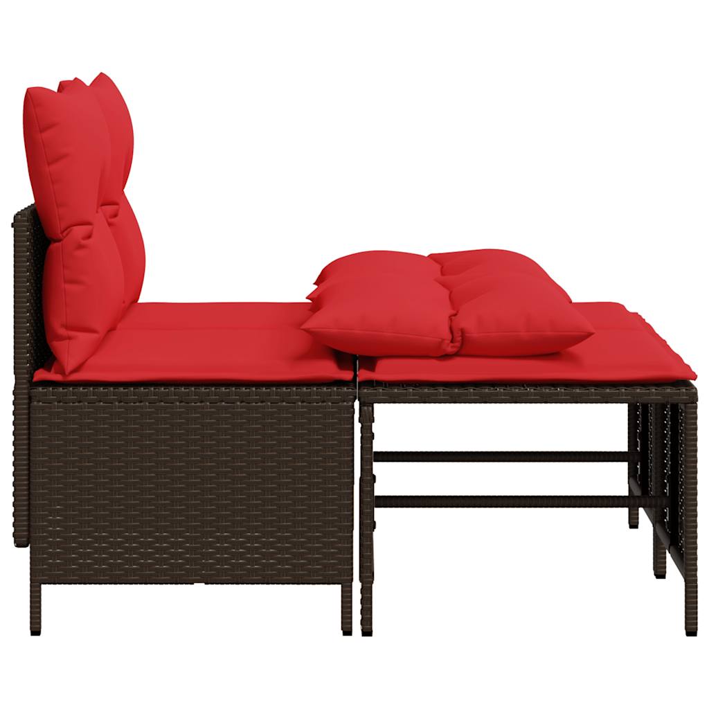 vidaXL 4-teiliges Gartensofa-Set mit Kissen, braun, Polyrattan