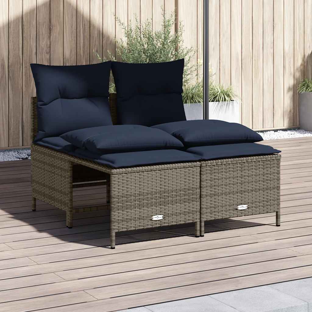 vidaXL 4-teiliges Gartensofa-Set mit Kissen, braun, Polyrattan