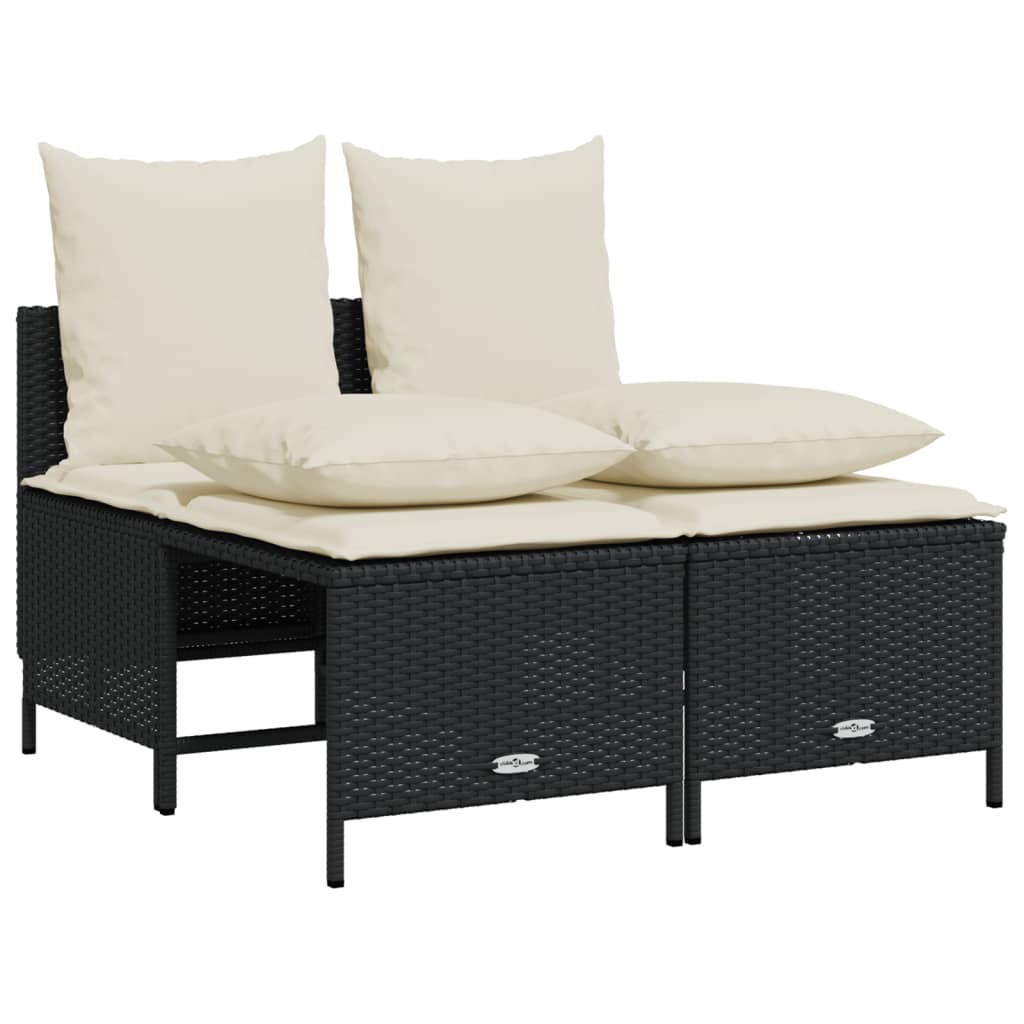 vidaXL 4-tlg. Garten-Sofagarnitur mit Kissen Schwarz Poly Rattan