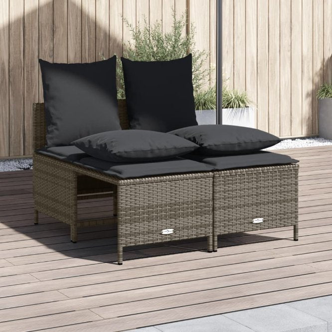 vidaXL 4-tlg. Garten-Sofagarnitur mit Kissen Schwarz Poly Rattan