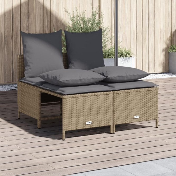 vidaXL 4-tlg. Garten-Sofagarnitur mit Kissen Schwarz Poly Rattan