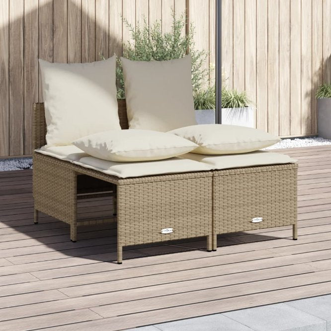 vidaXL 4-tlg. Garten-Sofagarnitur mit Kissen Schwarz Poly Rattan