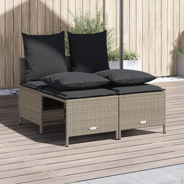 vidaXL 4-tlg. Garten-Sofagarnitur mit Kissen Schwarz Poly Rattan