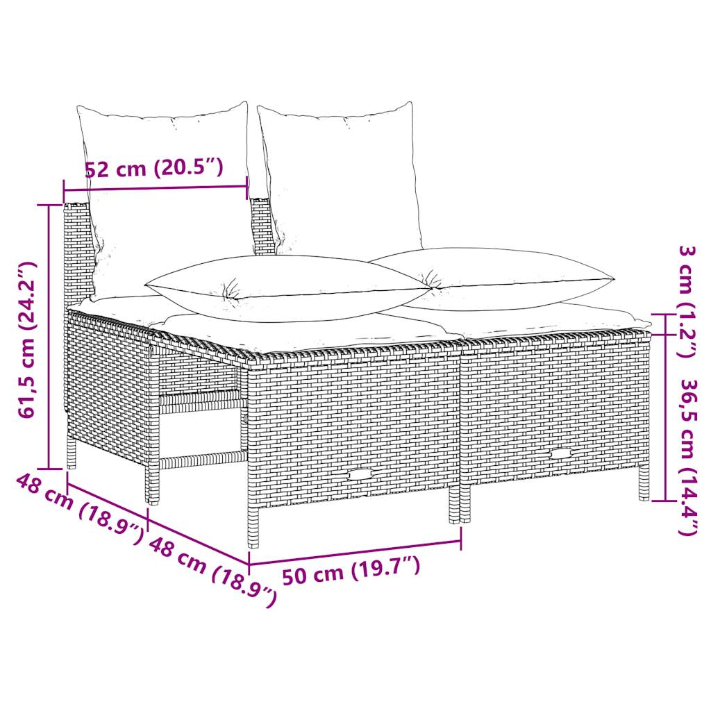 vidaXL 4-teiliges Gartensofa-Set mit Kissen, braun, Polyrattan