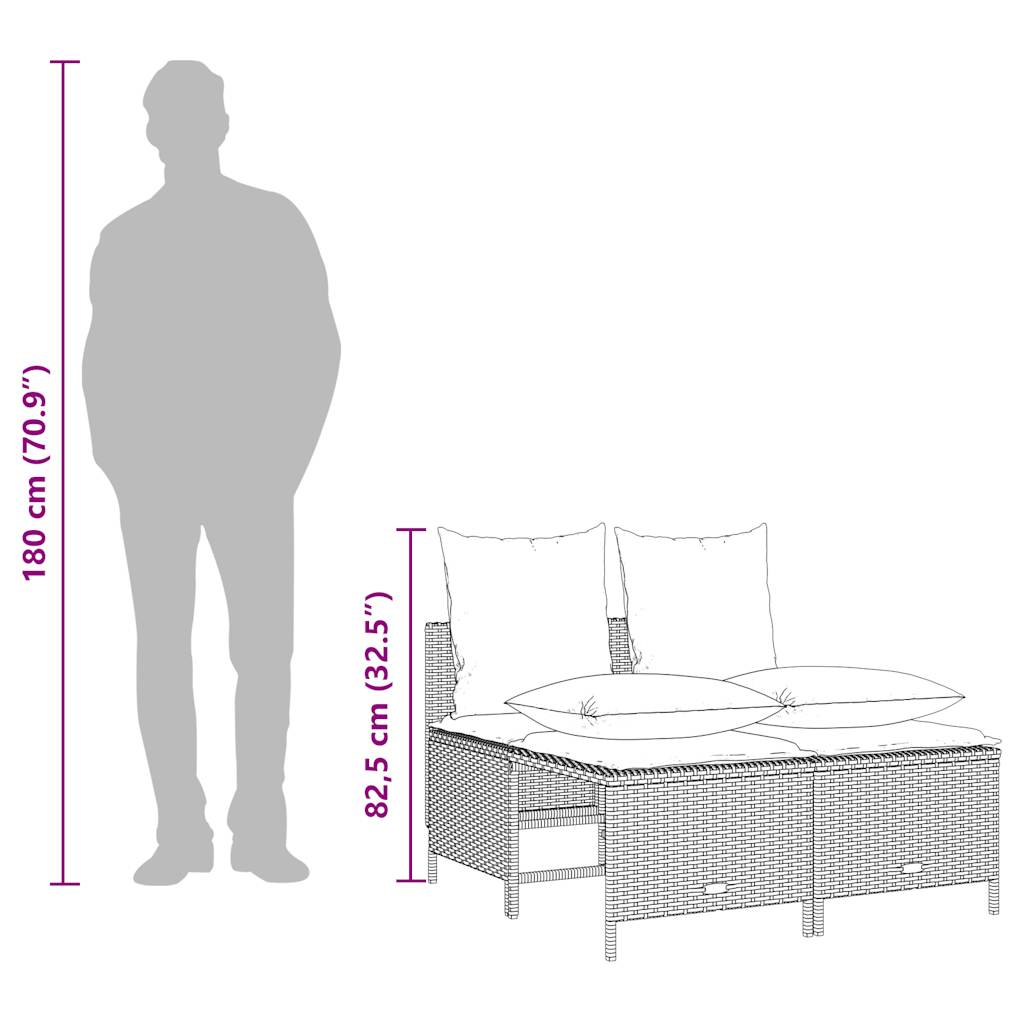 vidaXL 4-teiliges Gartensofa-Set mit Kissen, braun, Polyrattan