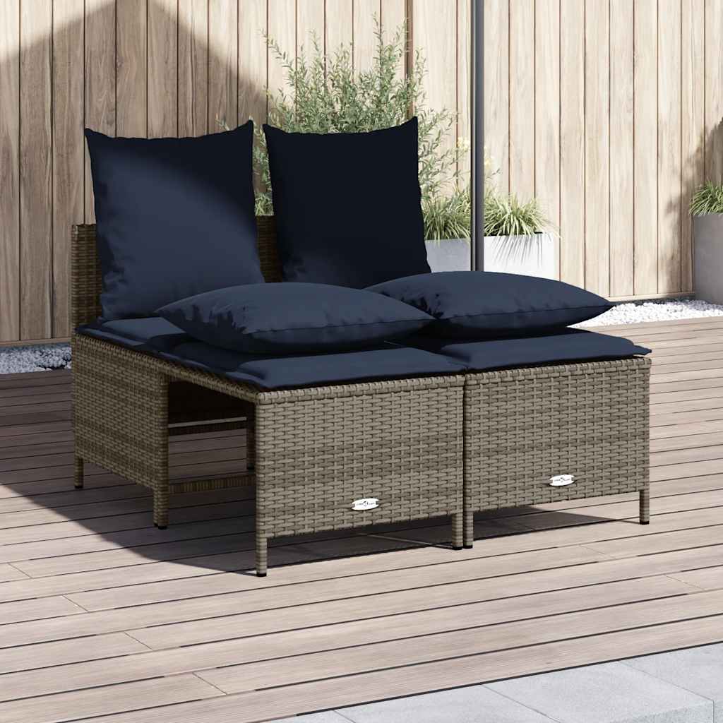 vidaXL 4-teiliges Gartensofa-Set mit Kissen, braun, Polyrattan