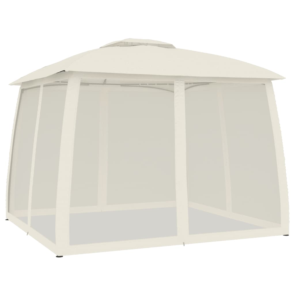 vidaXL Pavillon mit Doppeldach & Netzwänden Creme 2,93x2,93 m Stahl