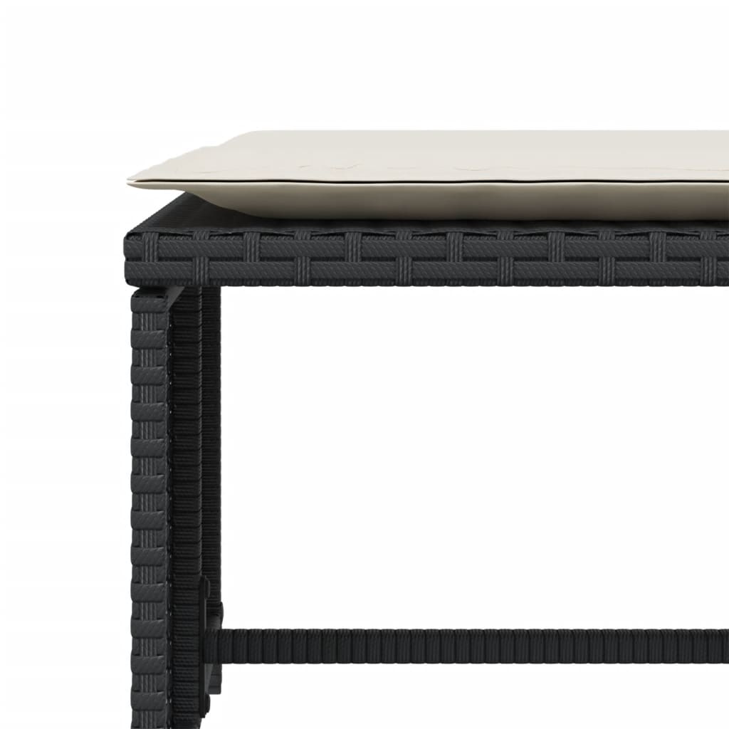 vidaXL Gartenstuhl mit Fußhocker Schwarz Poly Rattan