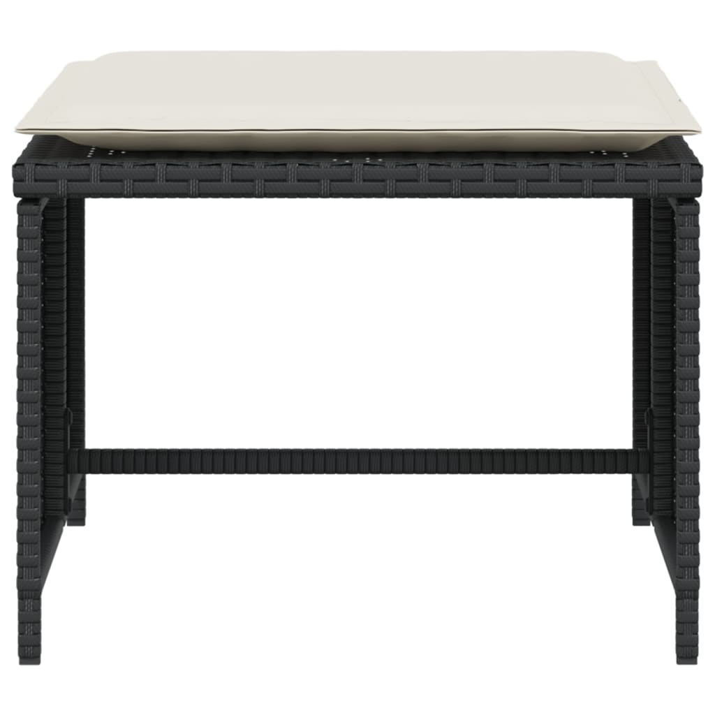 vidaXL Gartenstuhl mit Fußhocker Schwarz Poly Rattan