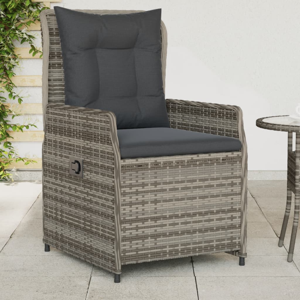 vidaXL Gartensessel 2 Stk. Verstellbar Schwarz Poly Rattan