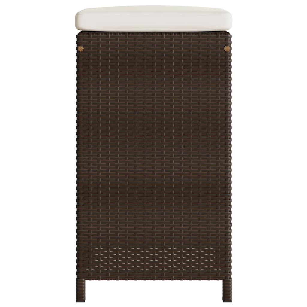 vidaXL Garten-Barhocker mit Kissen 2 Stk. Braun Poly Rattan
