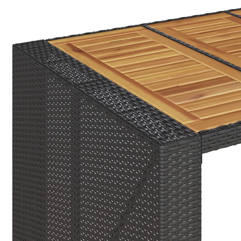 vidaXL Garten-Bartisch mit Holzplatte Schwarz 105x80x110 cm Polyrattan
