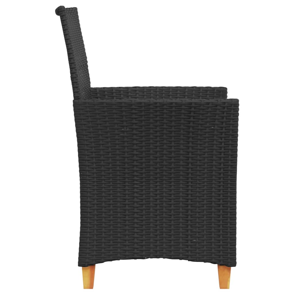 vidaXL Gartenstühle mit Kissen 2 Stk. Schwarz Poly Rattan Massivholz
