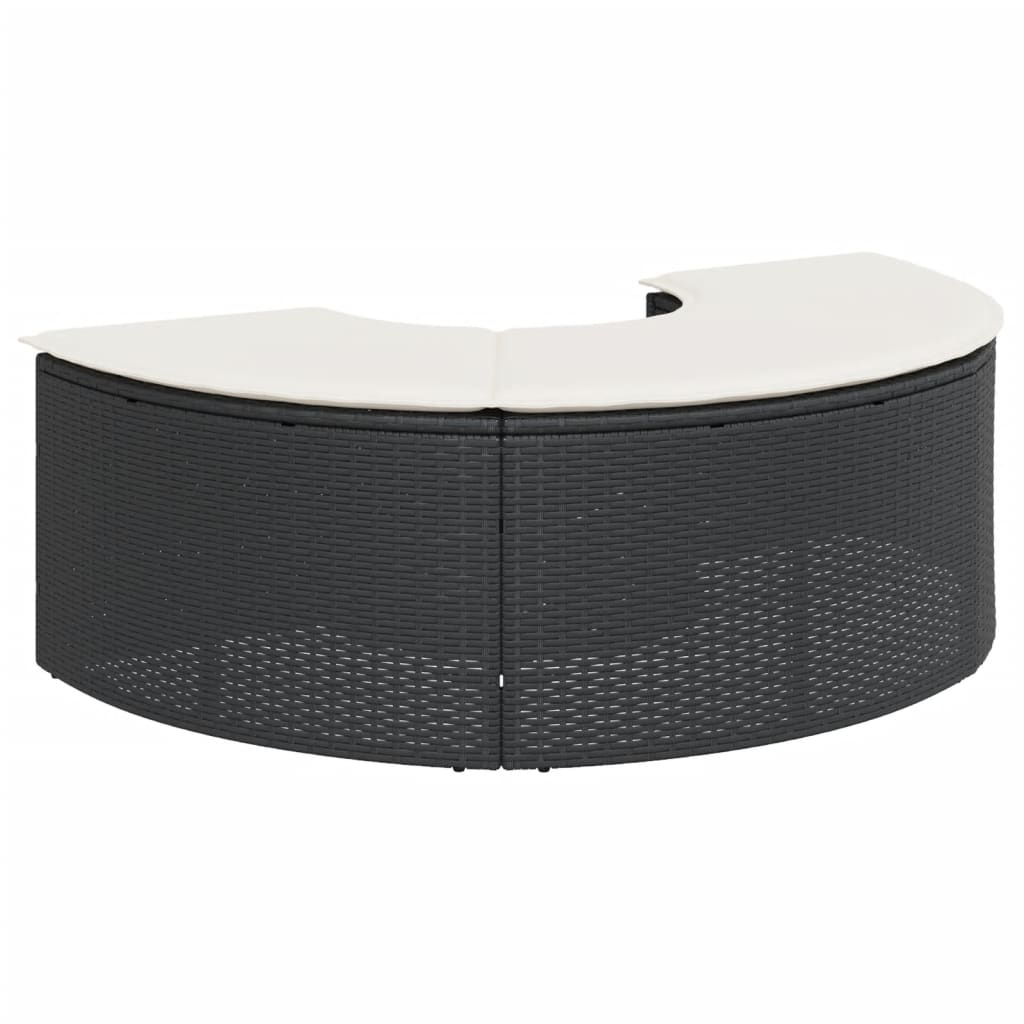 vidaXL Gartenhocker mit Kissen Schwarz Poly Rattan