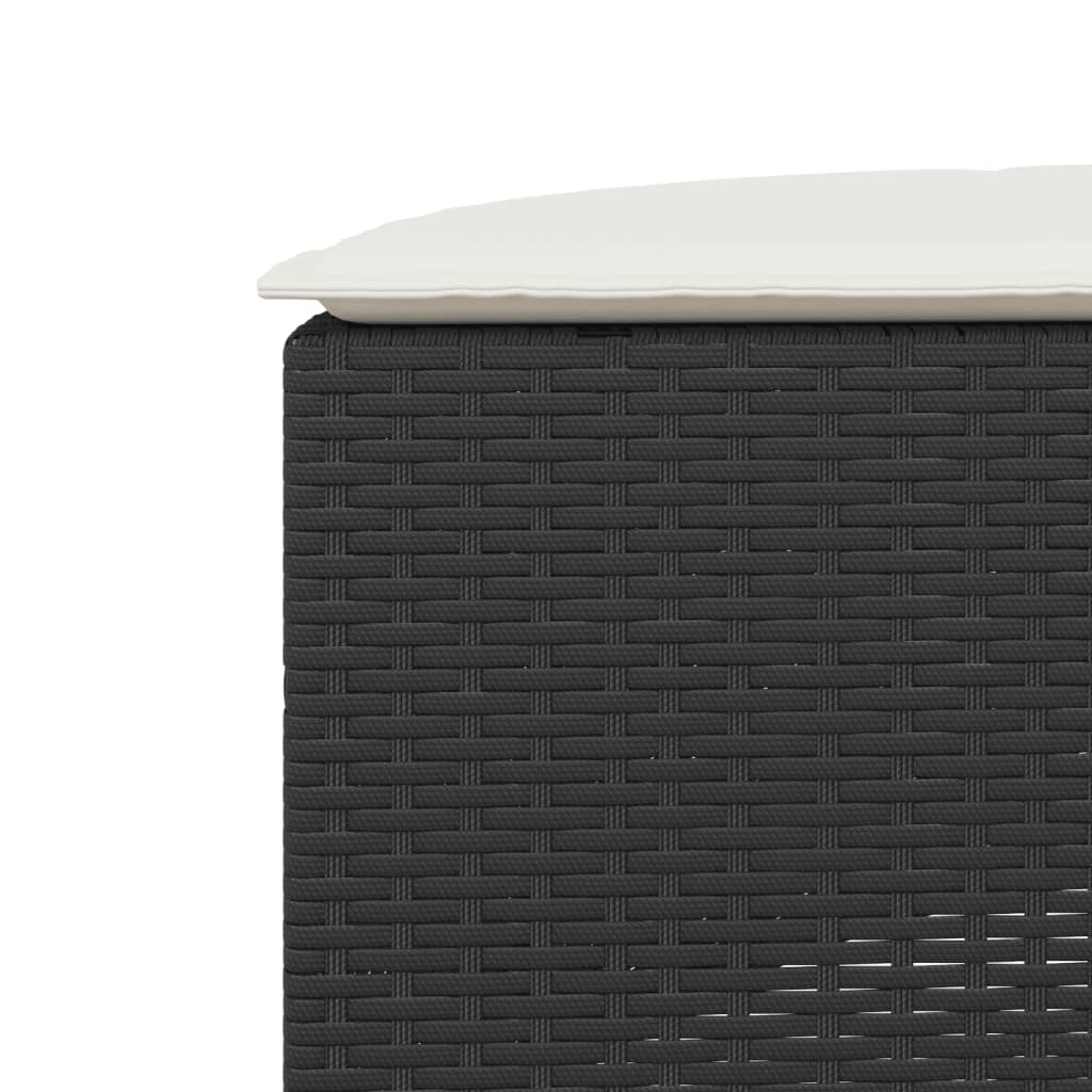 vidaXL Gartenhocker mit Kissen Schwarz Poly Rattan