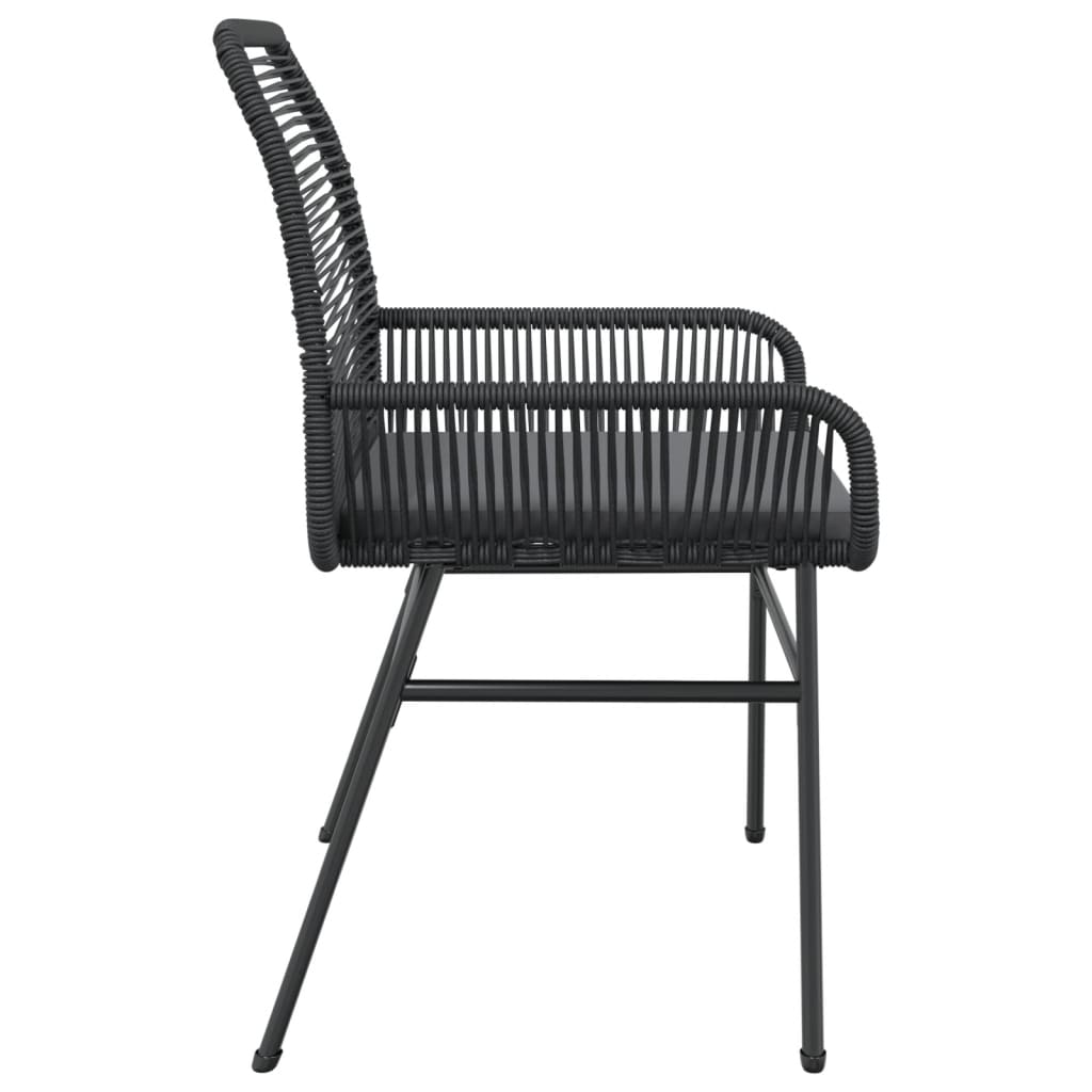 vidaXL Gartenstühle 2 Stk. mit Kissen Schwarz Poly Rattan