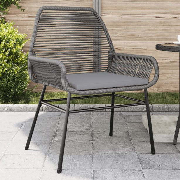 vidaXL Gartenstühle 2 Stk. mit Kissen Schwarz Poly Rattan