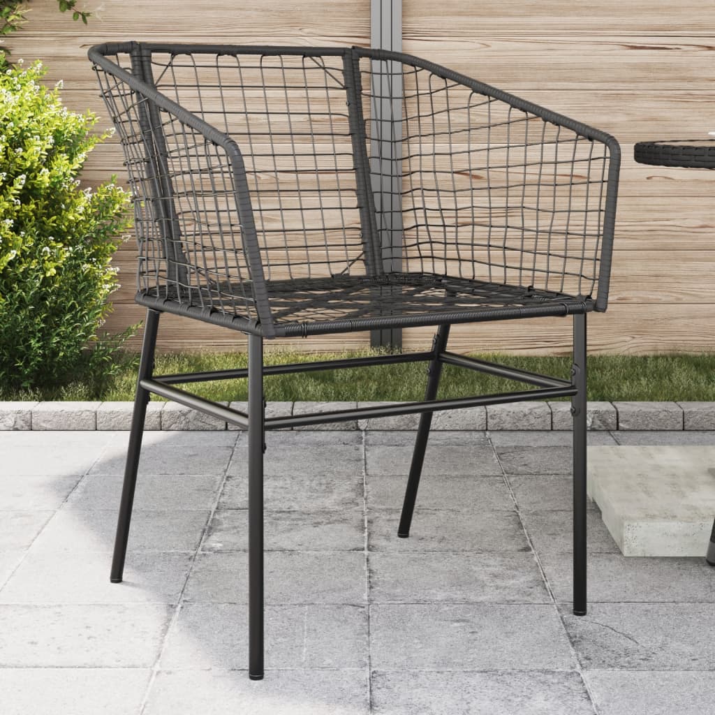 vidaXL Gartenstühle 2 Stk. Schwarz Poly Rattan