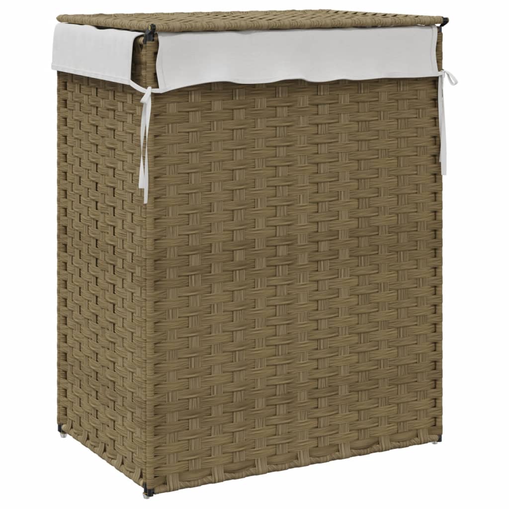 vidaXL Wäschekorb mit Deckel 46x33x60 cm Poly Rattan