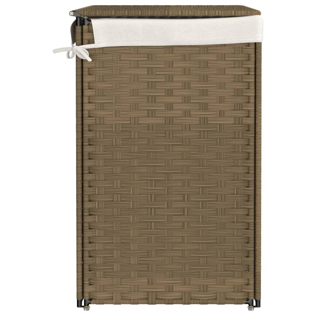 vidaXL Wäschekorb mit 2 Fächern 53x35x57 cm Poly Rattan