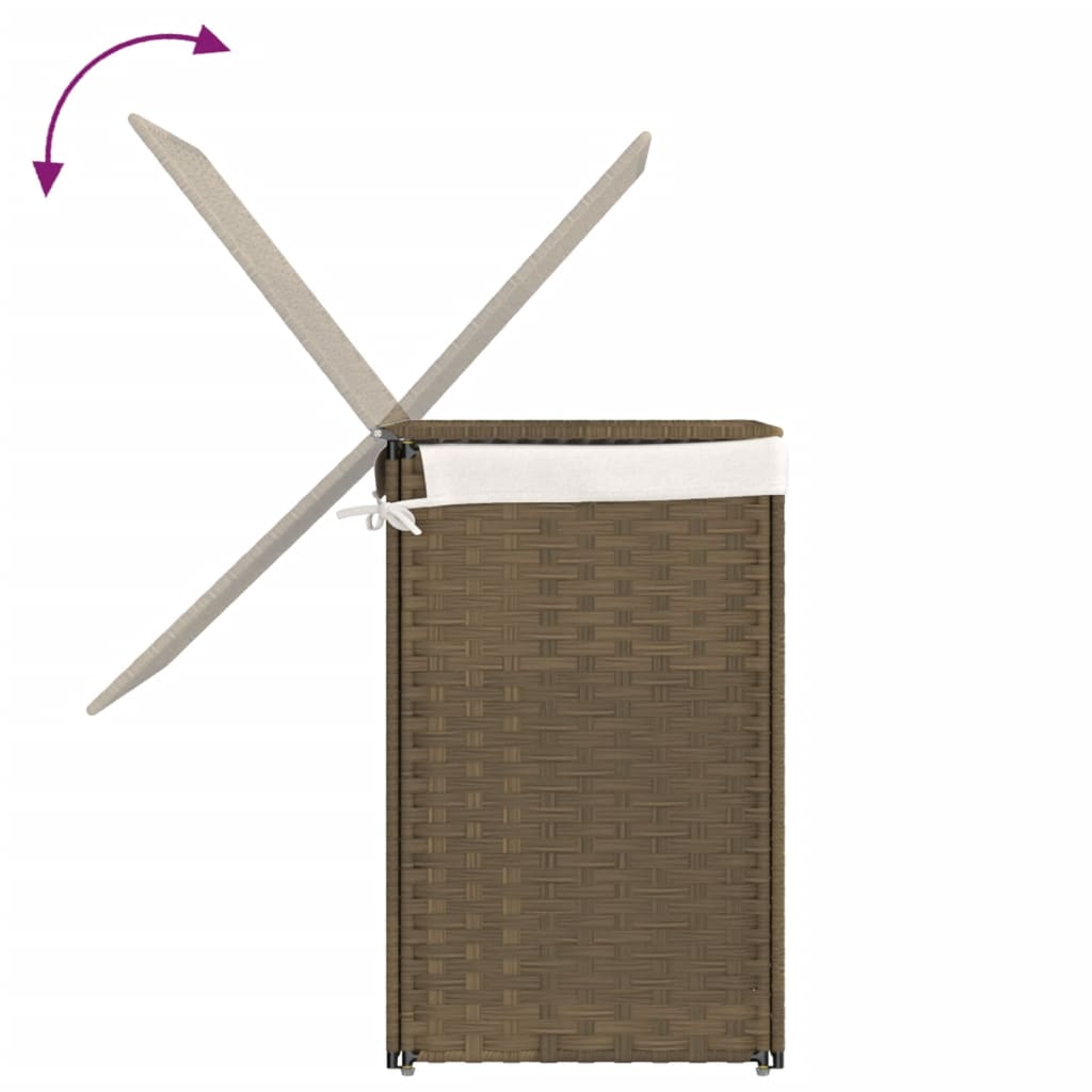 vidaXL Wäschekorb mit 2 Fächern 53x35x57 cm Poly Rattan