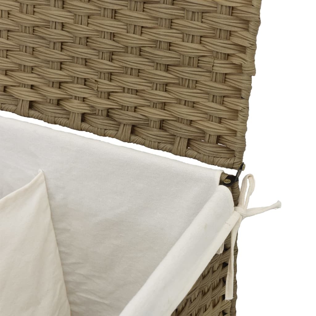 vidaXL Wäschekorb mit 2 Fächern 53x35x57 cm Poly Rattan