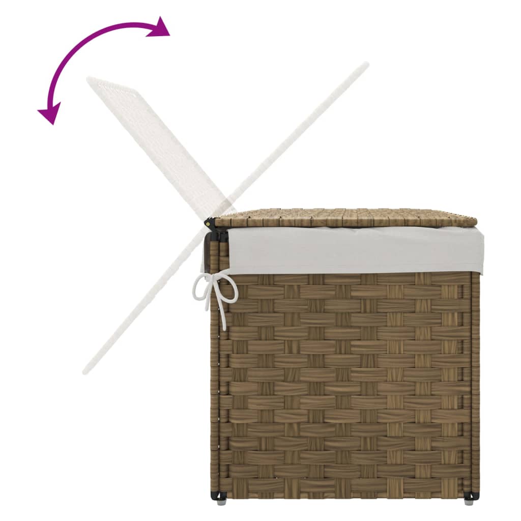 vidaXL Wäschekorb mit Deckel 55,5x35x34 cm Poly Rattan