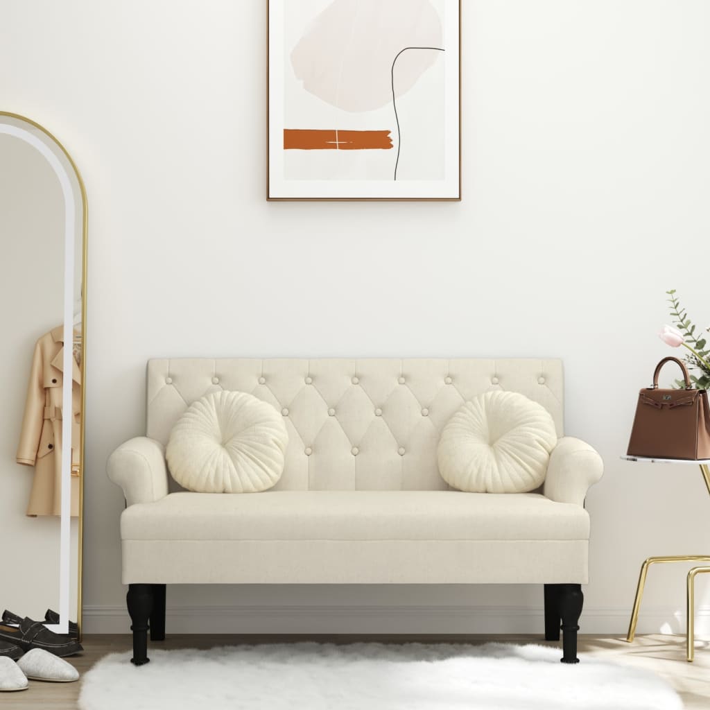 vidaXL Sitzbank mit Rückenlehne Hellgrau 120x62x75,5 cm Stoff