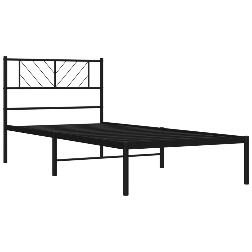 vidaXL Bettgestell mit Kopfteil Metall Schwarz 75x190 cm